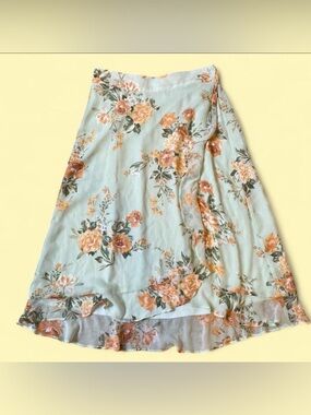 Vintage Y2K light green floral skirt